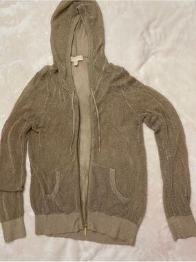Women’s cardigan Lightweight Knit Zip Sweater - gold mesh